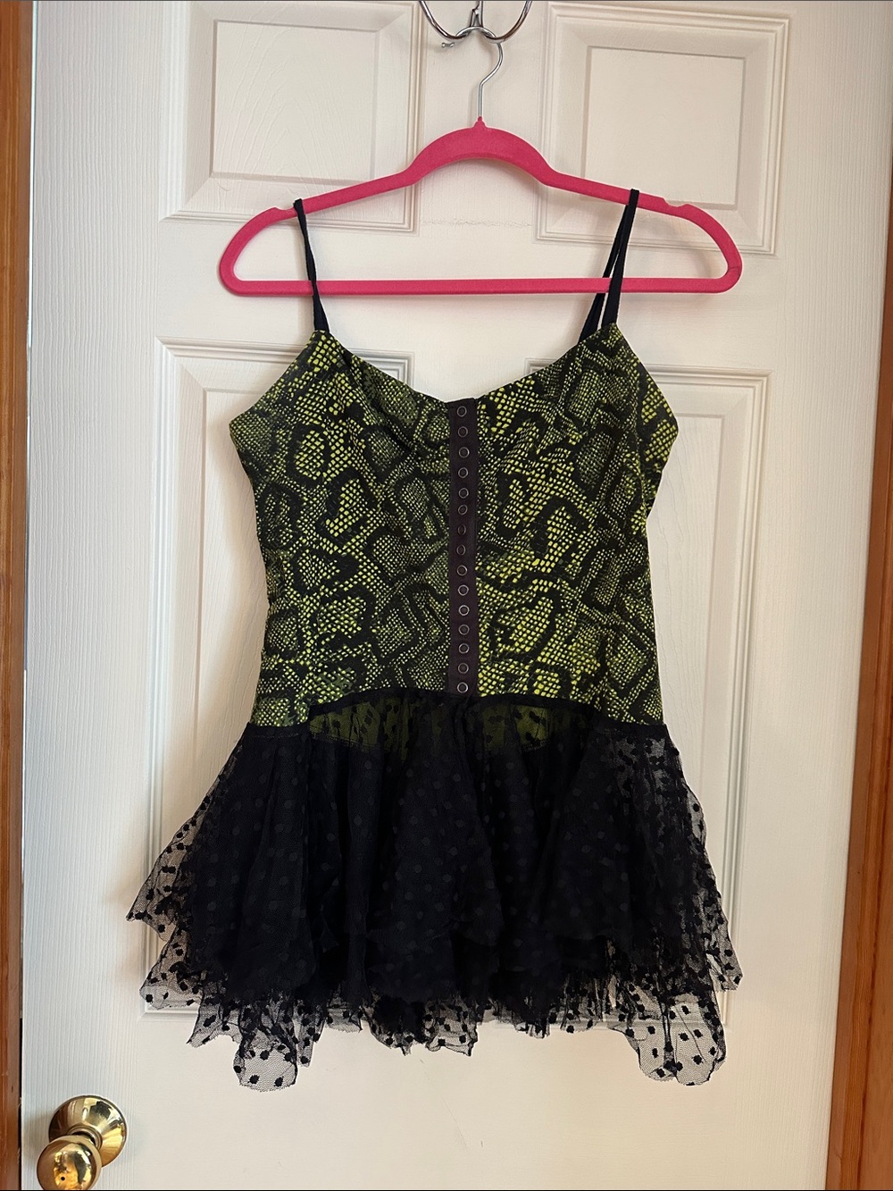 Vintage 90s y2k Betsey Johnson Neon Snake-Print Peplum Top L - Picture 6 of 7